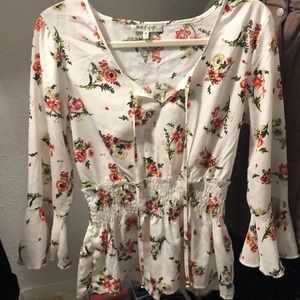 White blouse with floral design